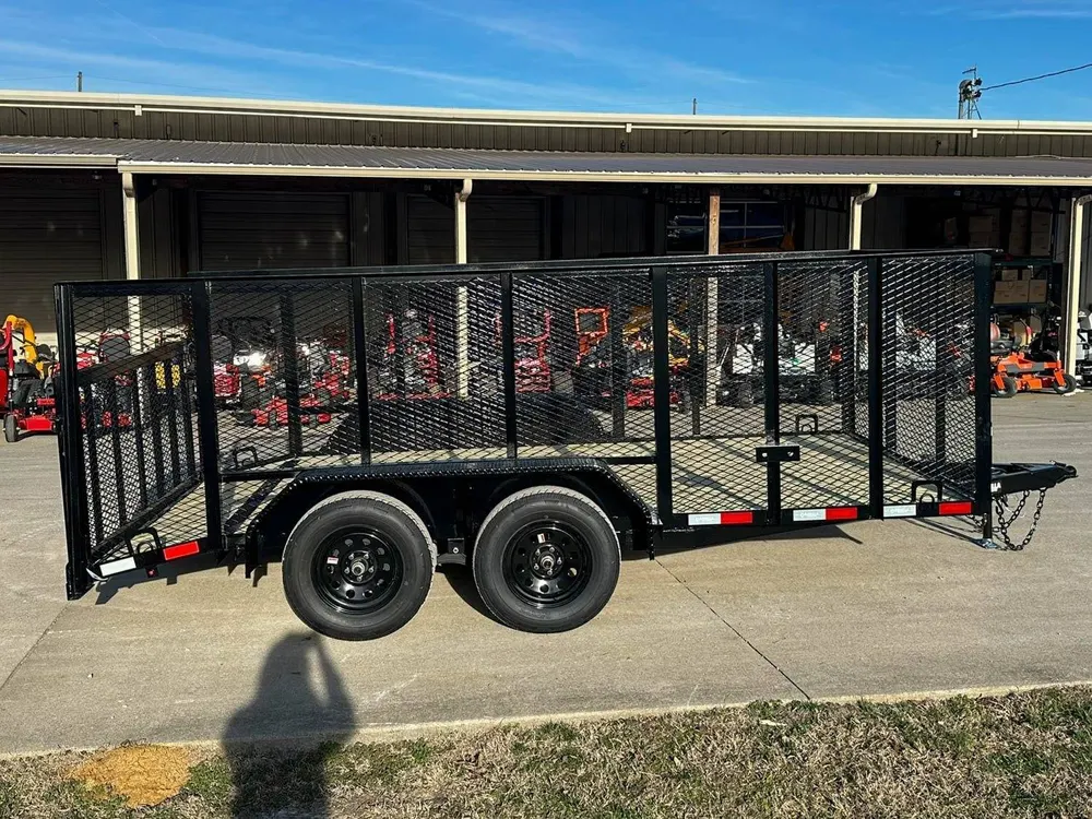 7×14 Powder Coated Dovetail Utility Trailer 4ft Mesh Sides (2) 3,500lb Axles — view 8