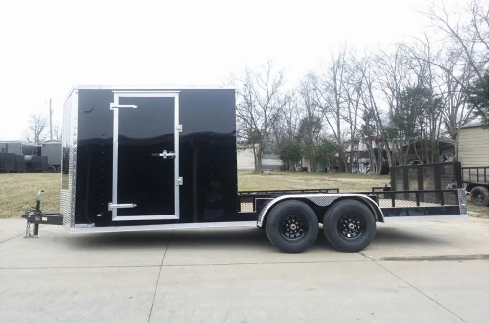 7×20 Black V-nose Hybrid Enclosed Trailer (2) 7K Axles — view 3