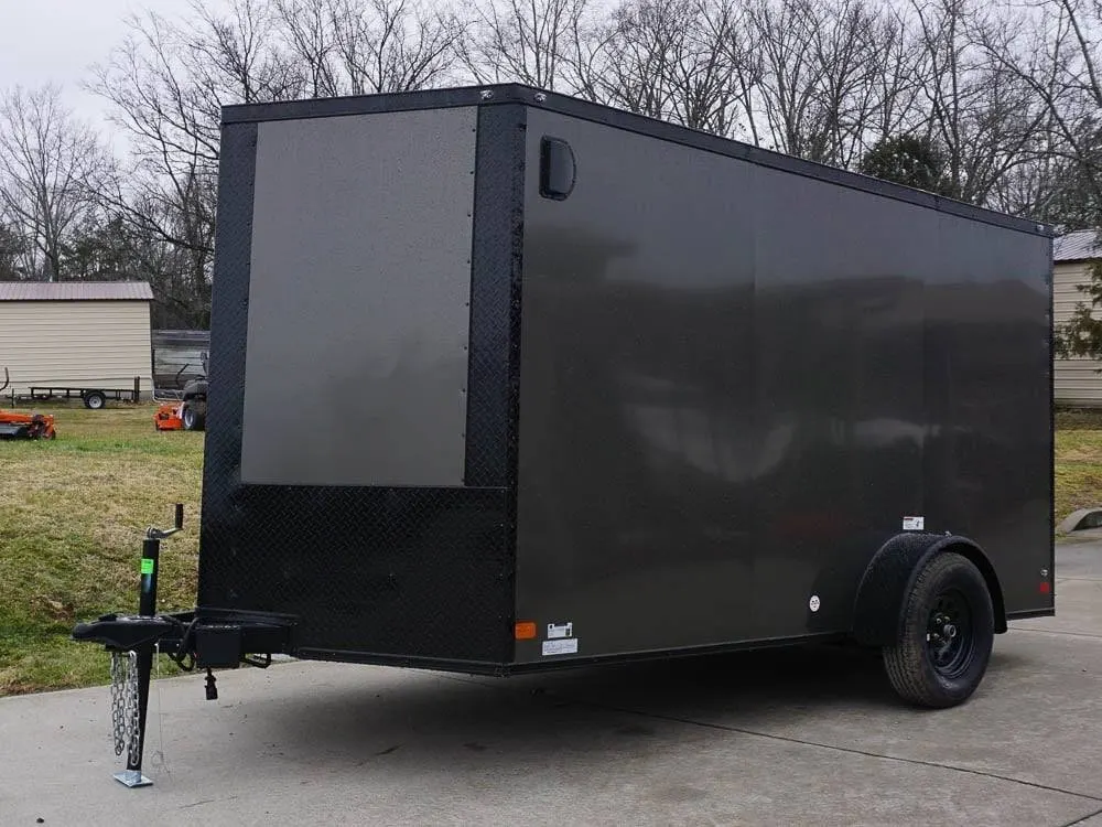 7×12 Enclosed Trailer Charcoal V-Nose Blackout Package 3,500lb Axle Storage — view 3
