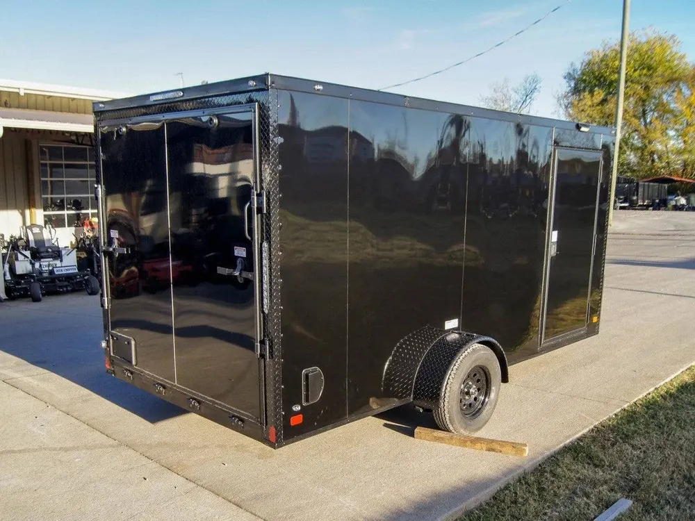 7×14 Enclosed Trailer Black V-Nose Blackout Package 3,500lb Axle Storage — view 5
