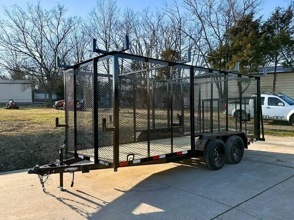 6.4×16 Straight Deck Utility Trailer 6ft Mesh Sides Ladder Racks (2) 3,500lb Axles — view 3