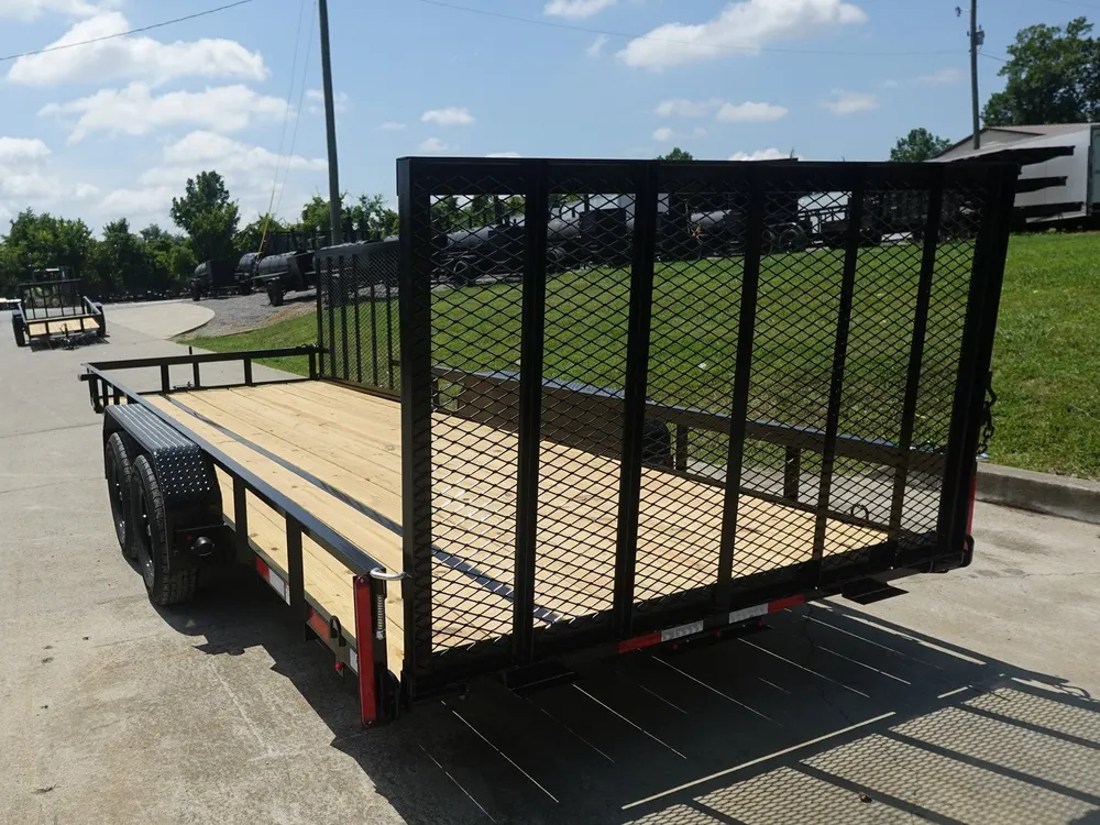 7×20 Powder Coated Straight Deck Utility Trailer with Side Gate (2) 3,500lb Axles — view 7