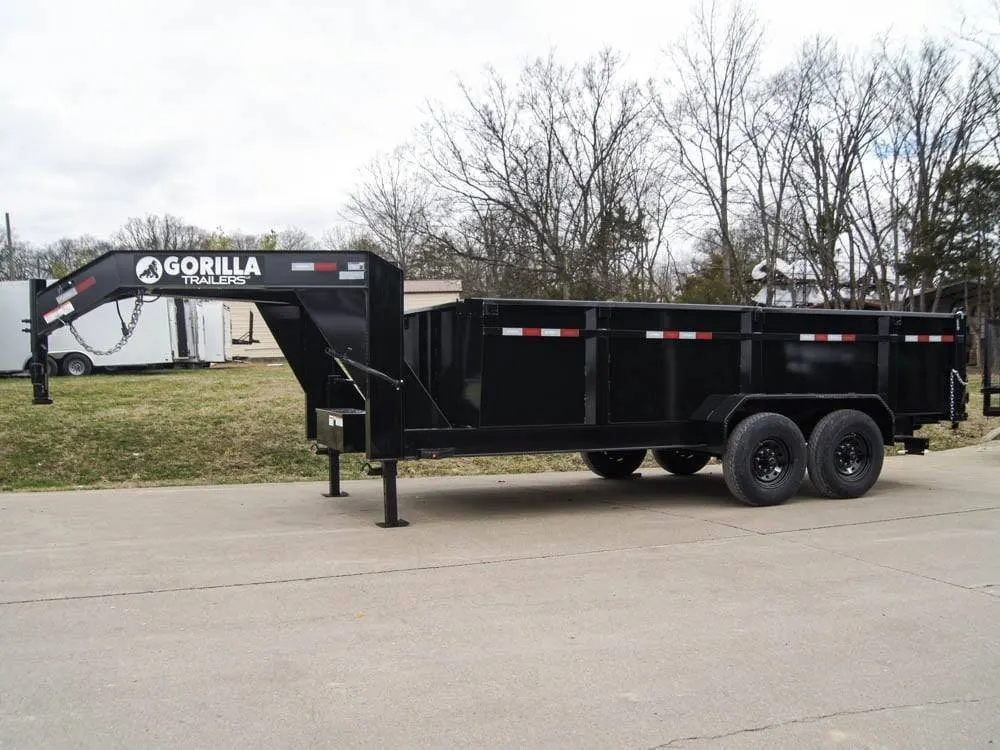 7×16 Gorilla Telescopic Gooseneck IBeam Dump Trailer 3ft Sides (2) 7K Axles — view 4