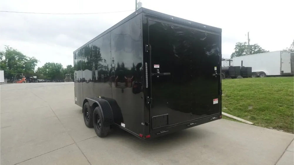 7×16 Enclosed Trailer Black V-Nose Blackout Pkg Tandem Axle Storage 6.4 Interior Height — view 6