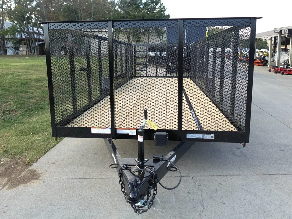 7×20 Heavy Duty Dovetail Utility Trailer 4ft Mesh Sides (2) 3,500lb Axles — view 2