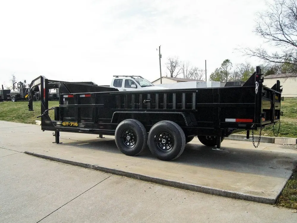 7×16 Gooseneck Telescopic Dump Trailer with 2ft Sides (2) 7K Axles — view 4