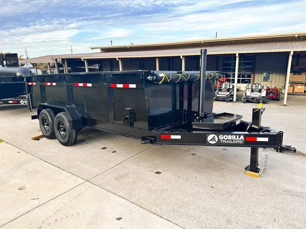 7×16 Gorilla Telescopic IBeam Dump Trailer with 3ft Sides (2) 7K Axles 14k GVWR — view 8