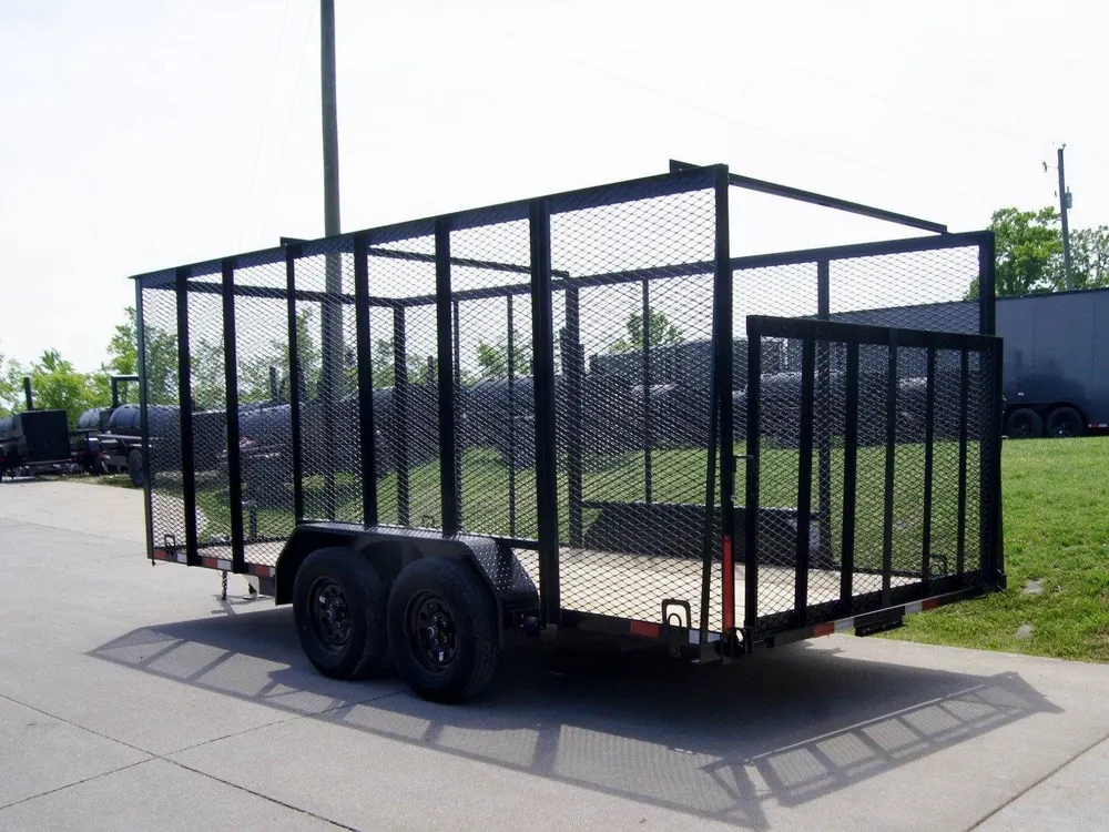 7×16 Powder Coated Straight Deck Utility Trailer with 6ft Mesh Sides (2) 3500lb Axles — view 4