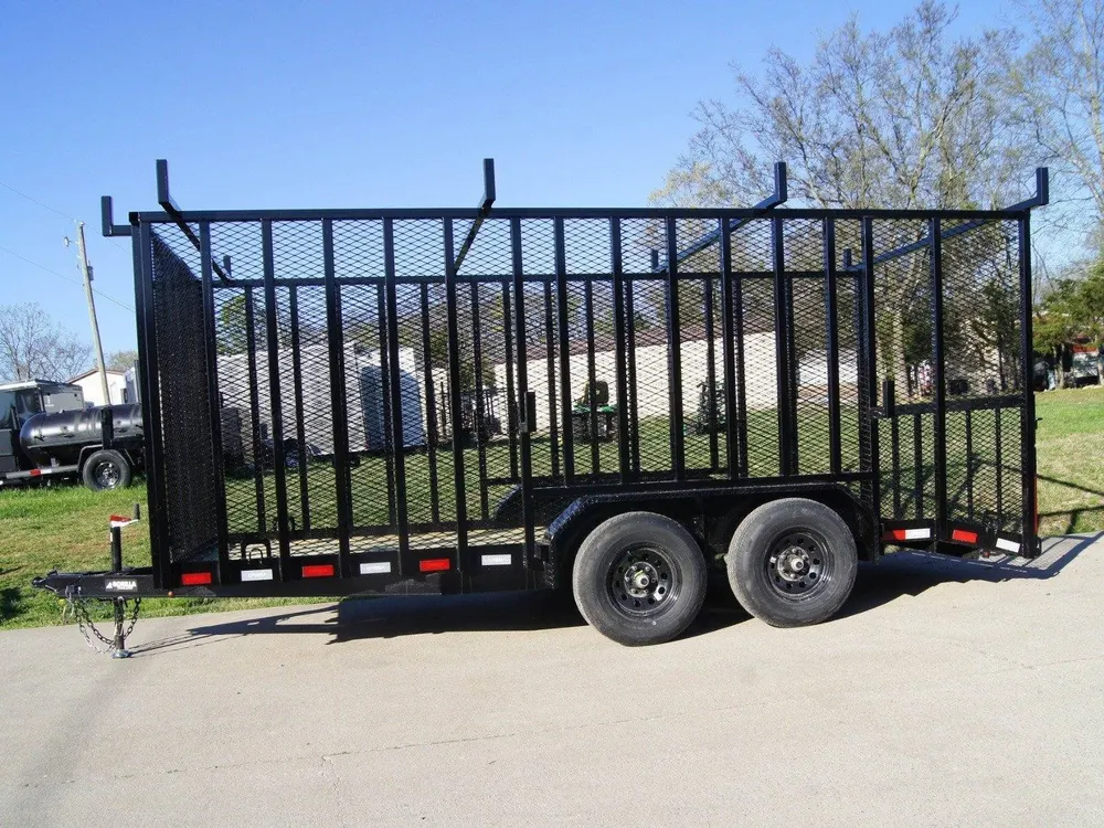 7×16 Dovetail Utility Trailer with 6ft Mesh Sides and Ladder Racks (2) 5,200lb Axles — view 3