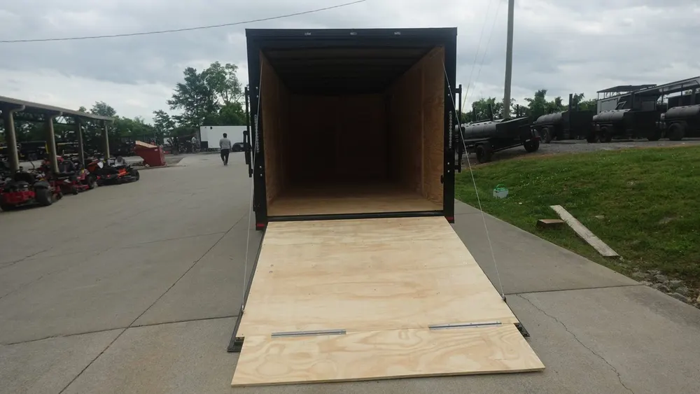 7×16 Enclosed Trailer Black V-Nose Blackout Pkg Tandem Axle Storage 6.4 Interior Height — view 9