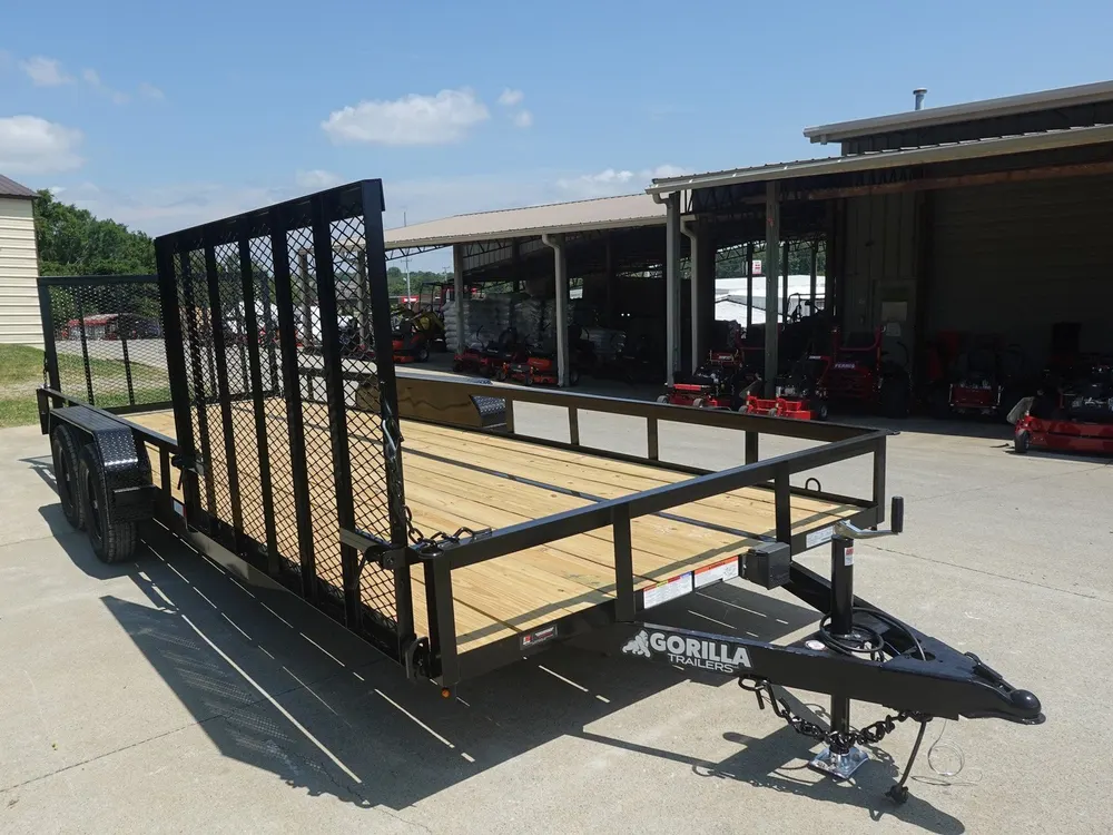 7×20 Powder Coated Straight Deck Utility Trailer with Side Gate (2) 3,500lb Axles — view 3