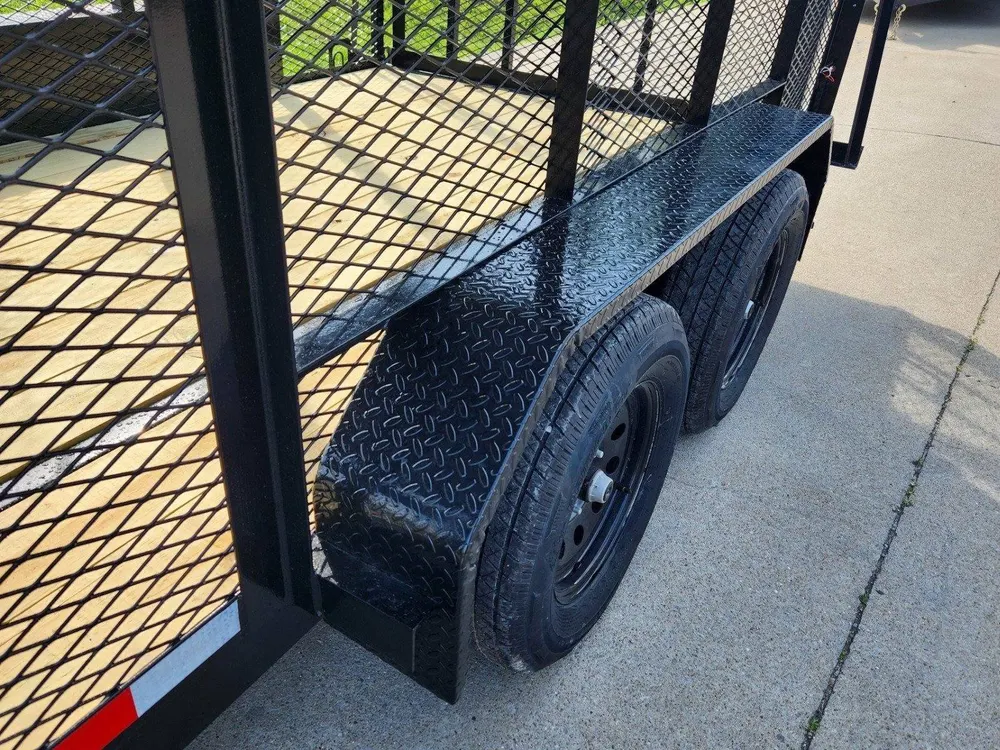 6.4×14 Straight Deck Utility Trailer 6ft Mesh Sides with Metal Roof (2) 3,500lb Axles — view 12