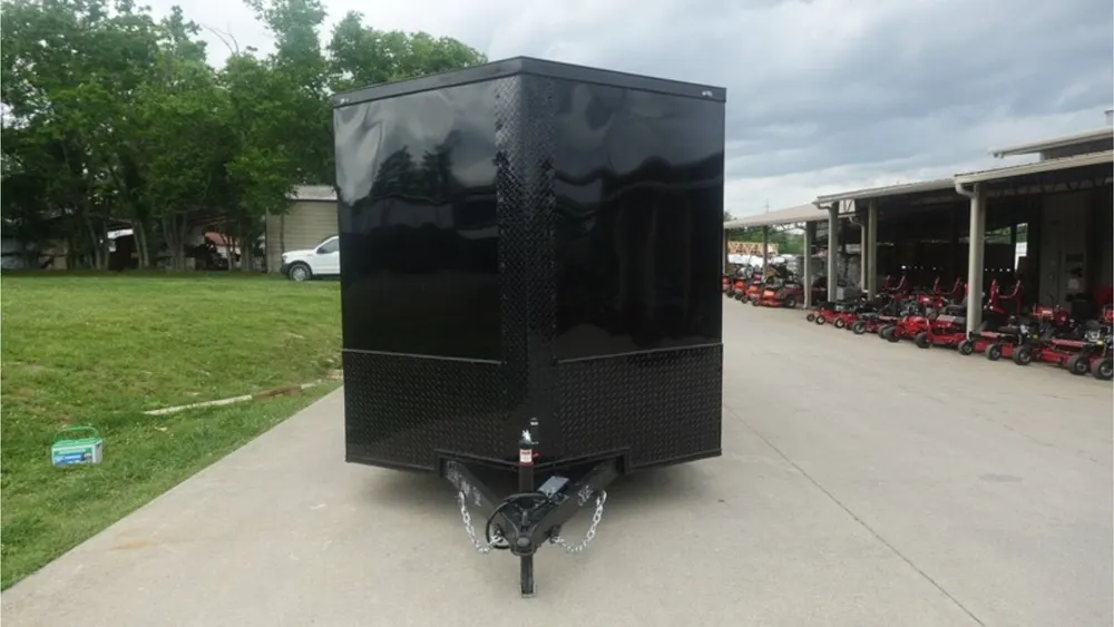 7×16 Enclosed Trailer Black V-Nose Blackout Pkg Tandem Axle Storage 6.4 Interior Height — view 2