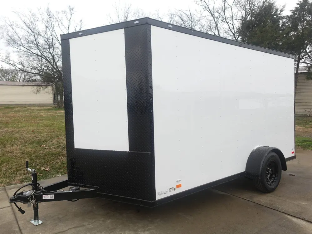 7×12 Enclosed Trailer White V-Nose Blackout Package 3,500lb Axle Storage — view 7