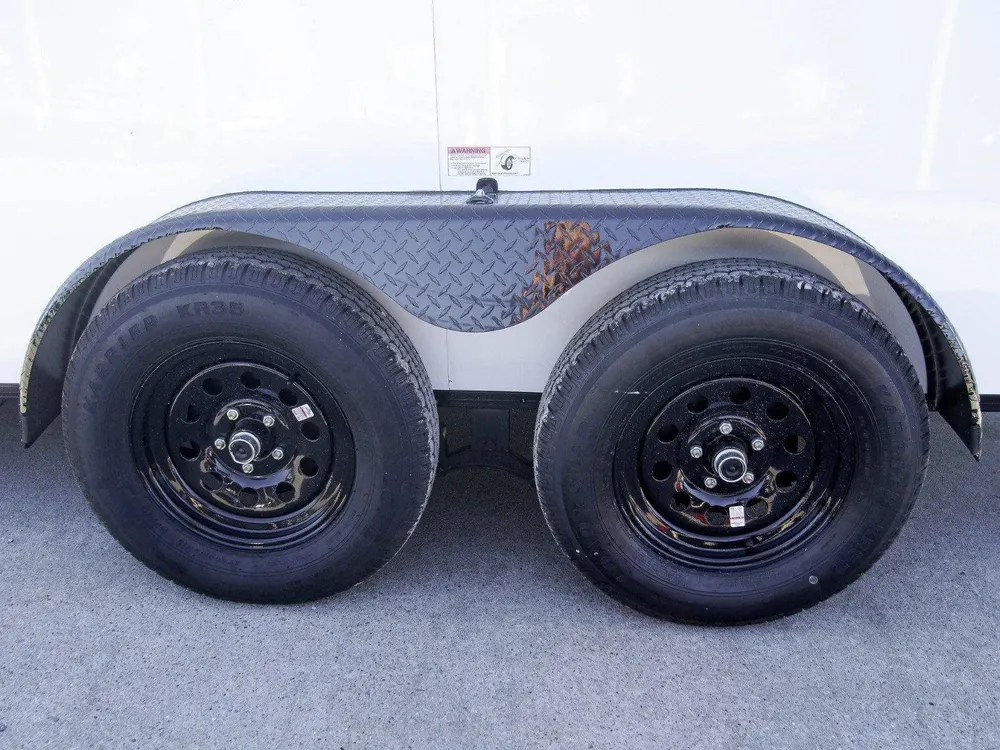 7×14 Enclosed Trailer White V-Nose Blackout Package (2) 3,500lb Axles — view 10