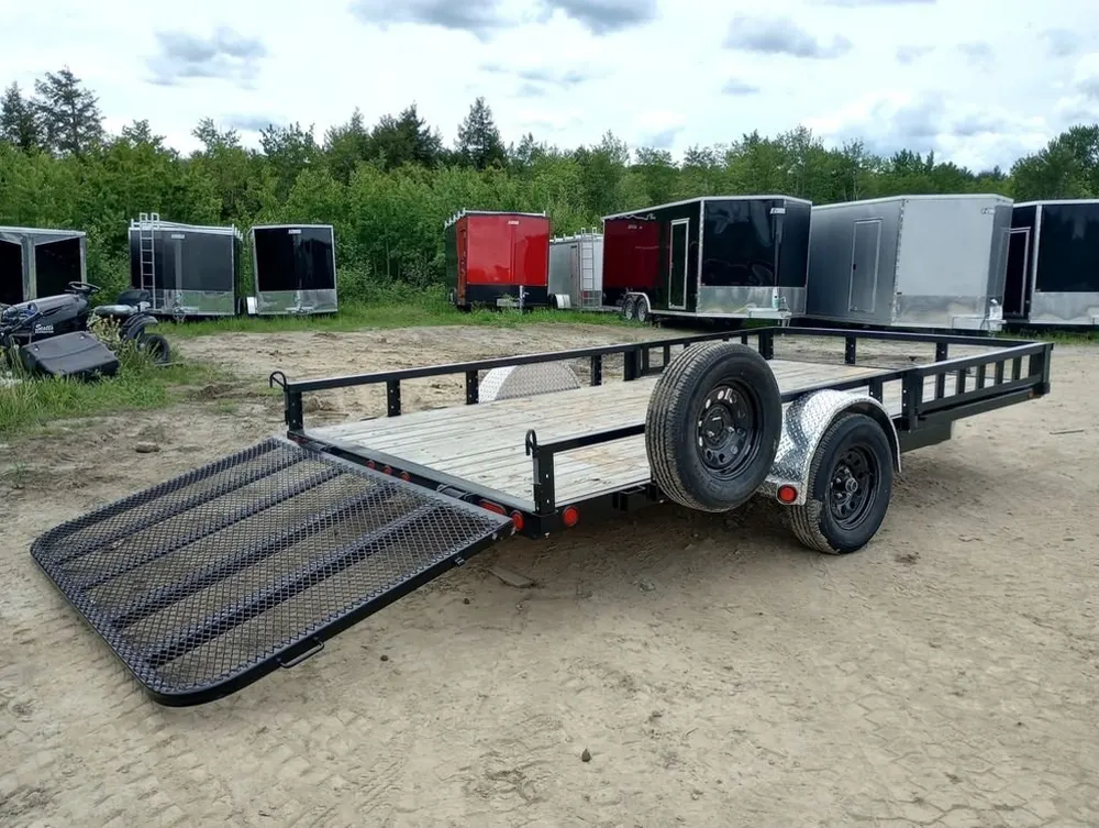 2024 PJ Trailers 7×14 Powder Coated Open Utility w/Rear Ramp Gate, ATV Side Loading Ramps — view 5