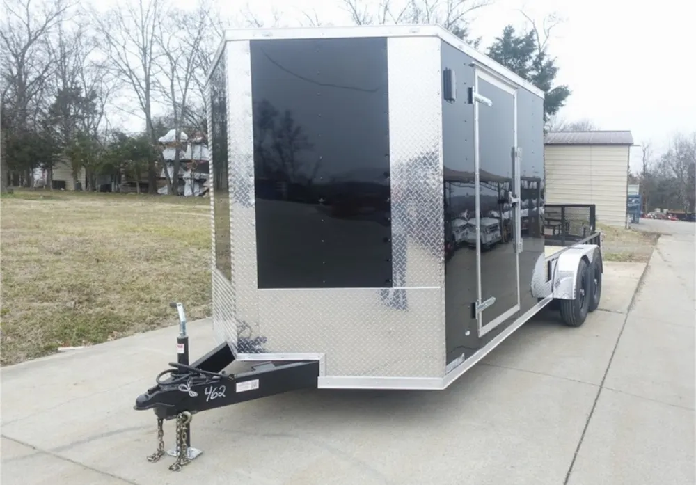 7×20 Black V-nose Hybrid Enclosed Trailer (2) 7K Axles — view 2