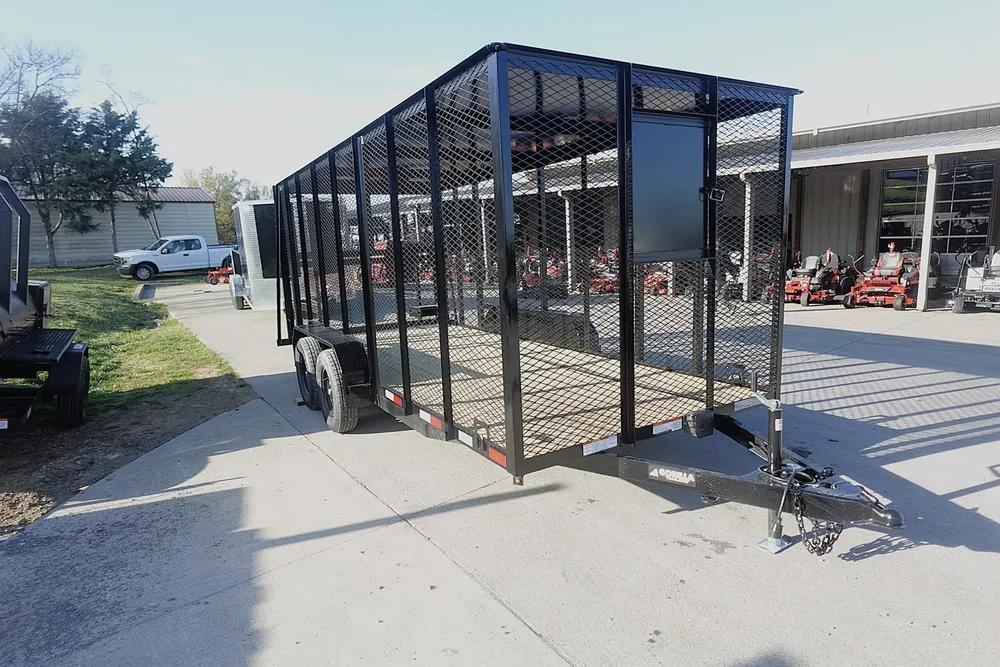 6.4×16 Straight Deck Utility Trailer 6ft Mesh Sides with Metal Roof (2) 3,500lb Axles — view 2