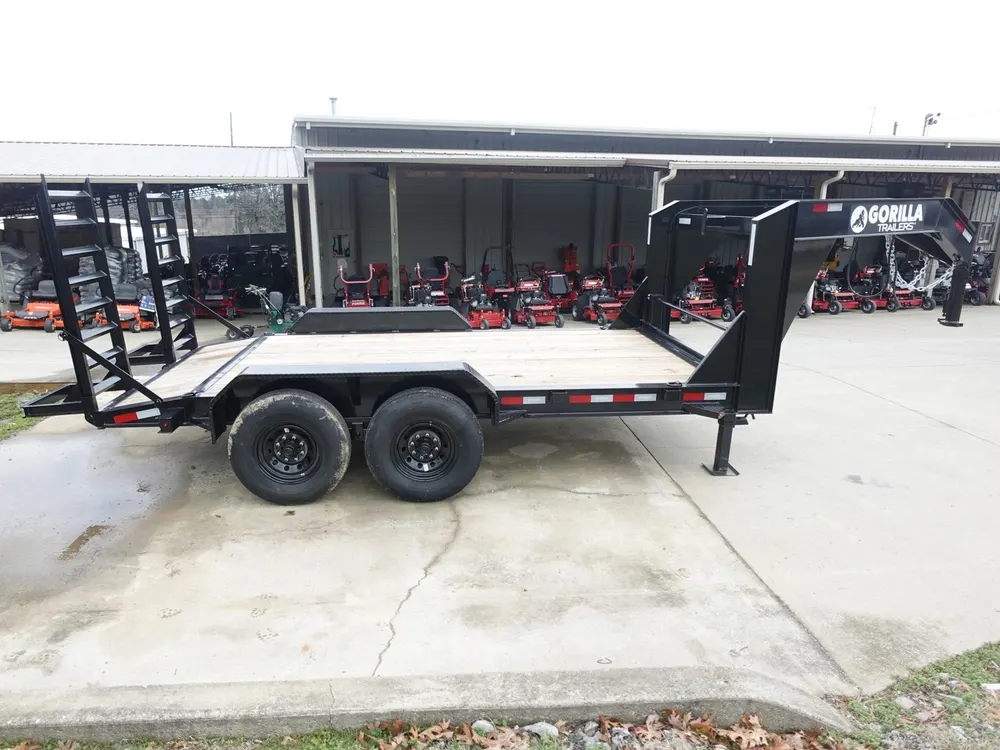 7×14 Gooseneck Equipment Trailer (2) 7K Axles with Stand-Up Ramps 14k Gvwr — view 7