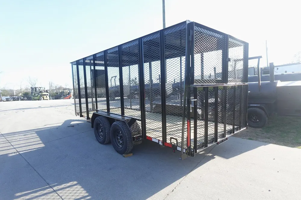 6.4×16 Straight Deck Utility Trailer 6ft Mesh Sides with Metal Roof (2) 3,500lb Axles — view 7