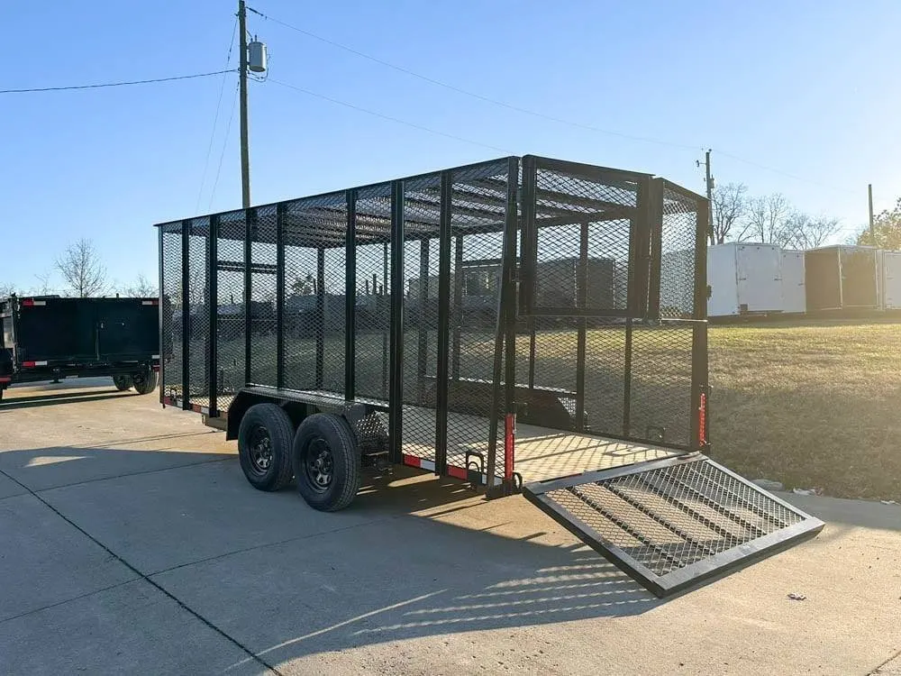 6.4×16 Straight Deck Utility Trailer 6ft Mesh Sides Roof (2) 3,500lb Axles — view 3