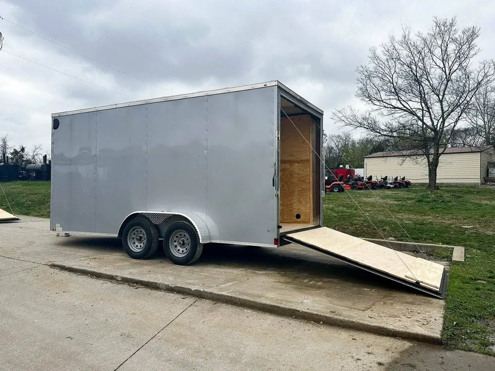 7×16 Silver V-Nose Enclosed Trailer (2) 3,500lb Axles 7ft Interior — view 11