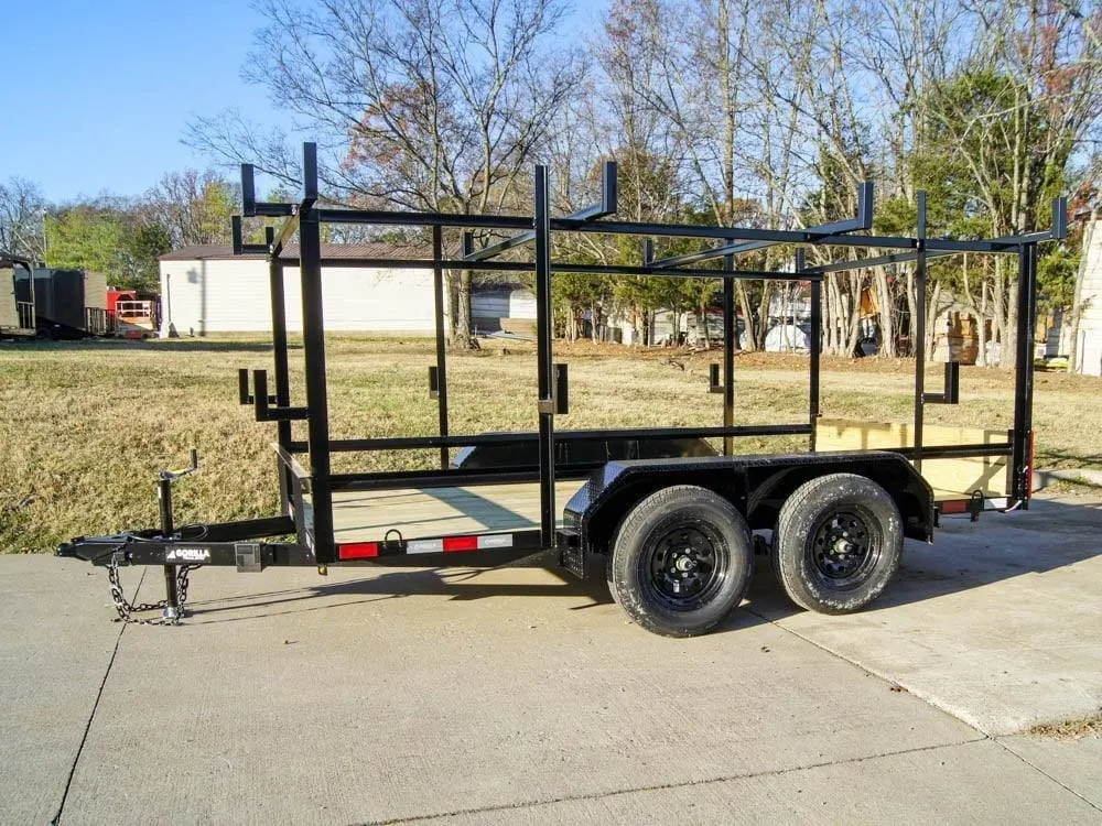 6.4×12 Straight Deck Utility Trailer 4.5ft Ladder Racks (2) 3,500lb Axles — view 3