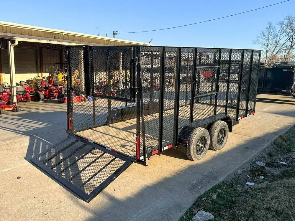 6.4×16 Straight Deck Utility Trailer 6ft Mesh Sides Roof (2) 3,500lb Axles — view 5