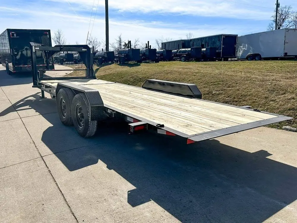 7×22 Gooseneck Tilt Car Hauler Trailer (2) 7K Drop Axles with Brakes — view 8