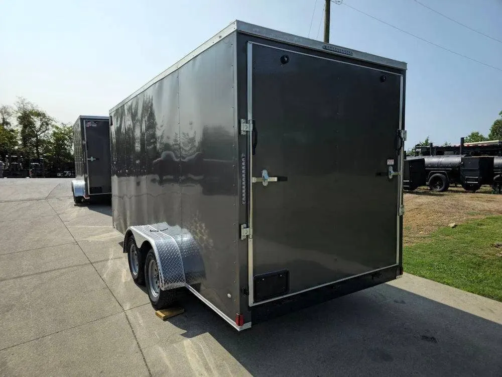 7×16 Charcoal V-Nose Enclosed Storage Trailer (2) 3,500lb Axles — view 5