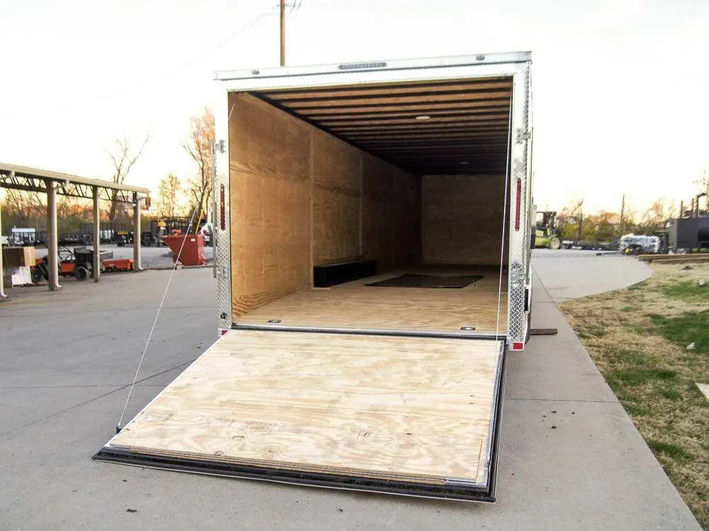 8.5 x 32 Silver Flat Nose Enclosed Car Hauler Trailer with (3) 7K Axles 21K GVWR — view 12