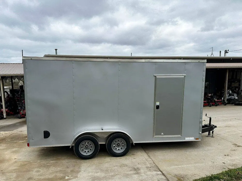 7×16 Silver V-Nose Enclosed Trailer (2) 3,500lb Axles 7ft Interior — view 7