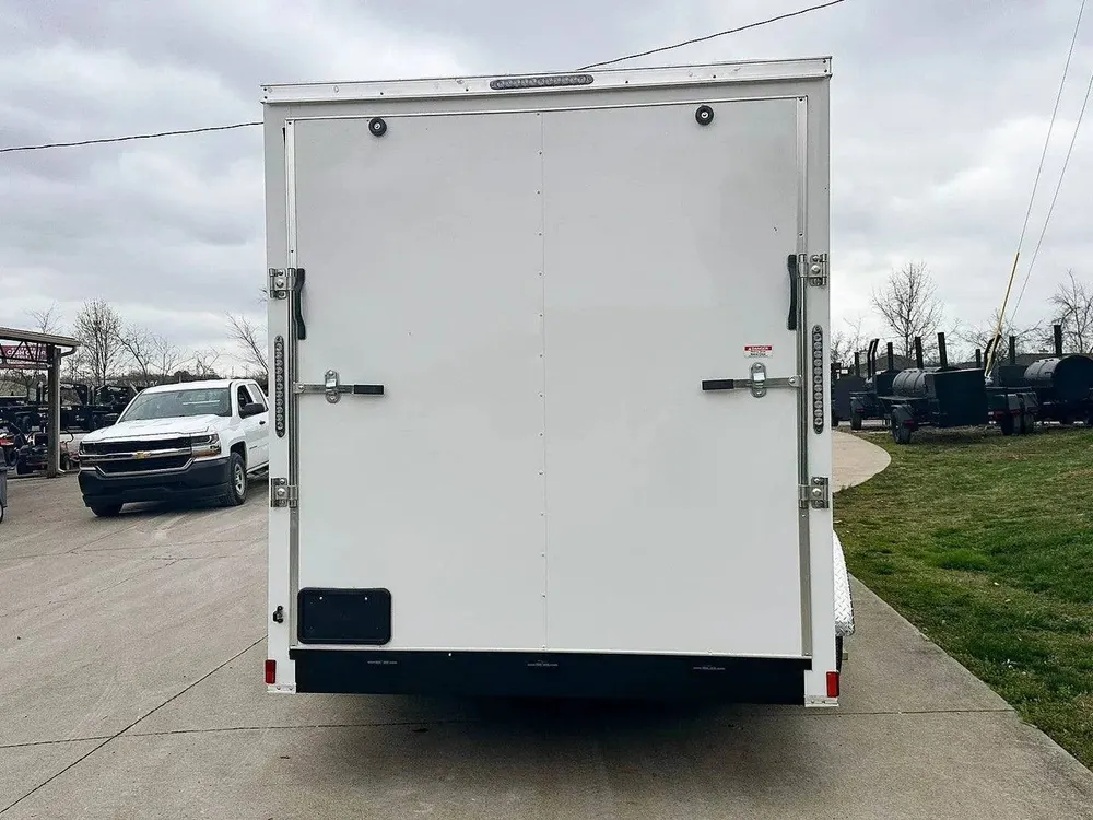 7×16 White V-Nose Enclosed Trailer Lawn Mower Cargo Trailer Storage — view 3