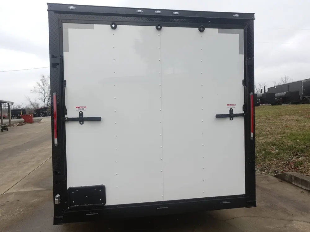 7×12 Enclosed Trailer White V-Nose Blackout Package 3,500lb Axle Storage — view 5