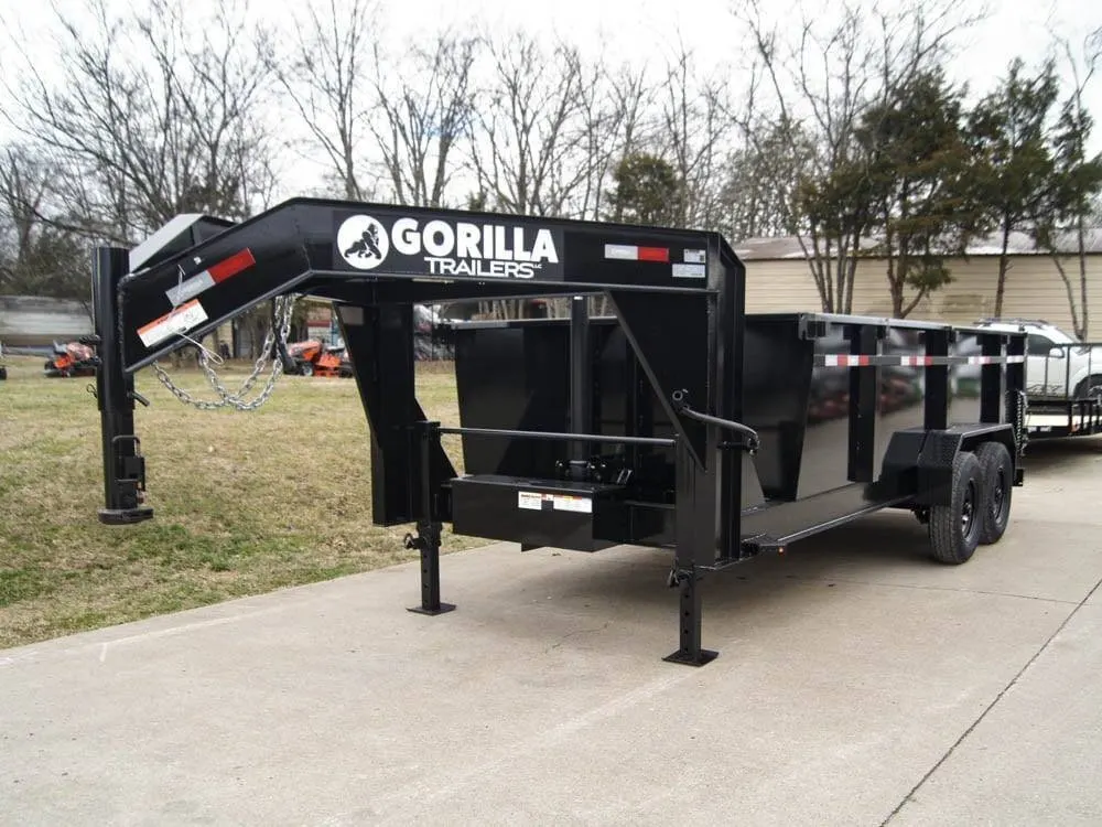 7×16 Gorilla Telescopic Gooseneck IBeam Dump Trailer 3ft Sides (2) 7K Axles — view 2