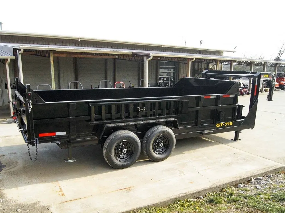 7×16 Gooseneck Telescopic Dump Trailer with 2ft Sides (2) 7K Axles — view 7