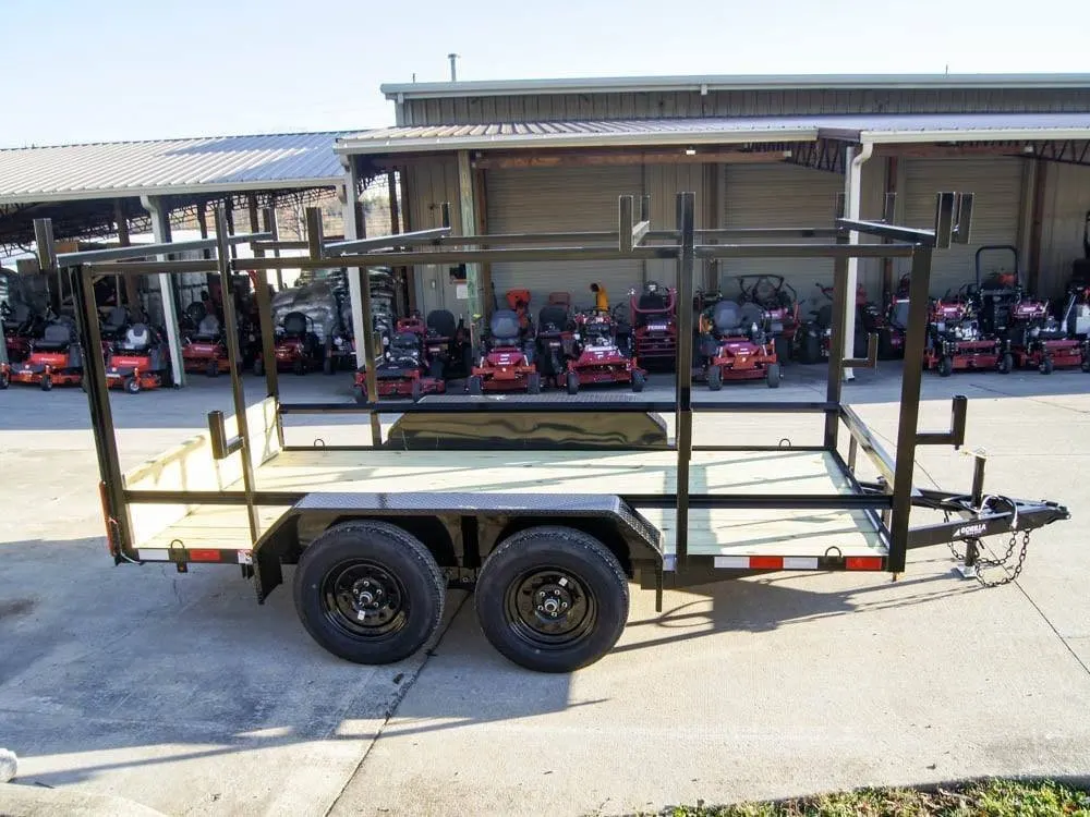 6.4×12 Straight Deck Utility Trailer 4.5ft Ladder Racks (2) 3,500lb Axles — view 6