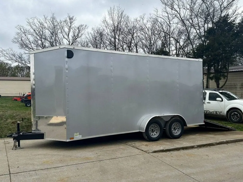 7×16 Silver V-Nose Enclosed Trailer (2) 3,500lb Axles 7ft Interior — view 10