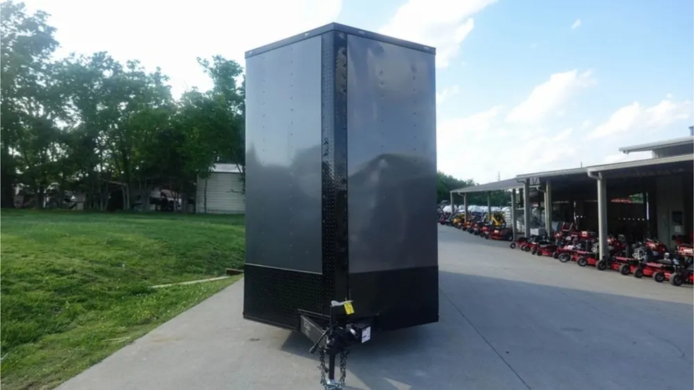 7×20 V Nose Charcoal With Black Out Trim Enclosed Trailer (2) 3500 LB Axles 9 Ft Interior height Barn Doors — view 2