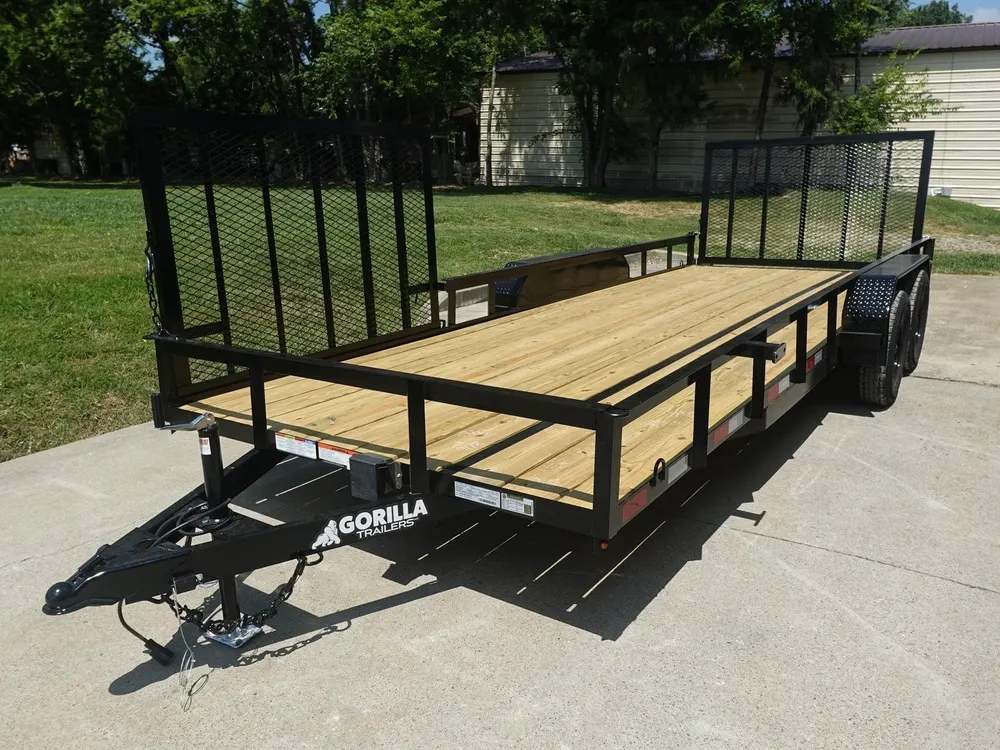 7×20 Powder Coated Straight Deck Utility Trailer with Side Gate (2) 3,500lb Axles — view 4