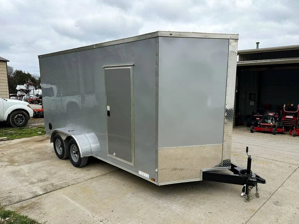 7×16 Silver V-Nose Enclosed Trailer (2) 3,500lb Axles 7ft Interior — view 9