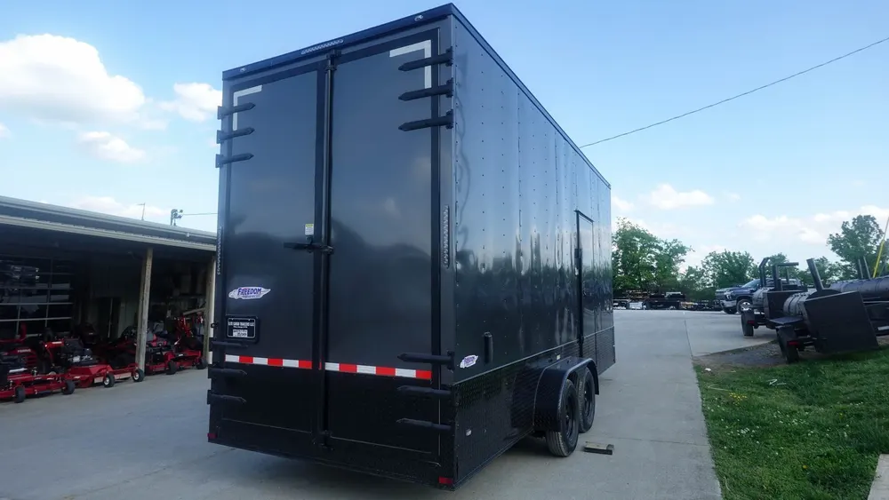 7×20 V Nose Charcoal With Black Out Trim Enclosed Trailer (2) 3500 LB Axles 9 Ft Interior height Barn Doors — view 7