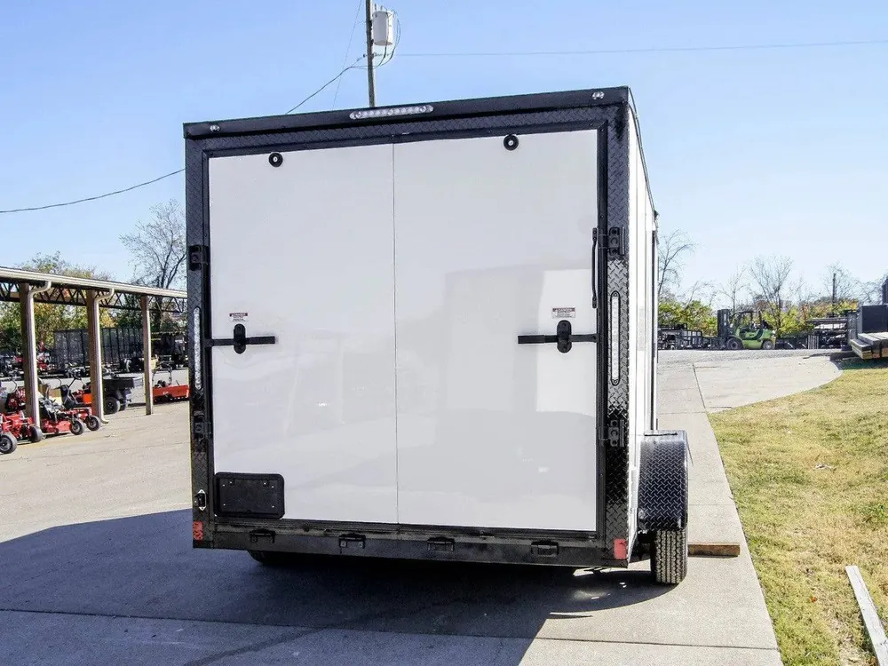 7×14 Enclosed Trailer White V-Nose Blackout Package (2) 3,500lb Axles — view 6