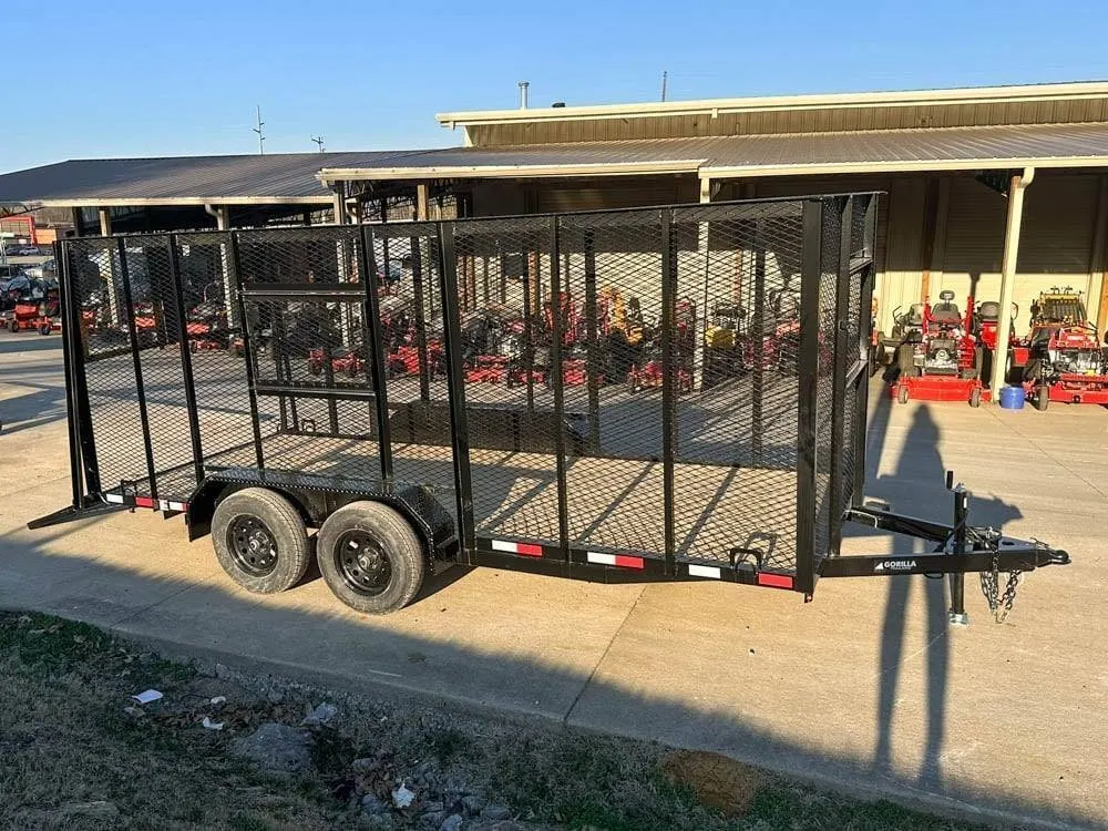 6.4×16 Straight Deck Utility Trailer 6ft Mesh Sides Roof (2) 3,500lb Axles — view 8