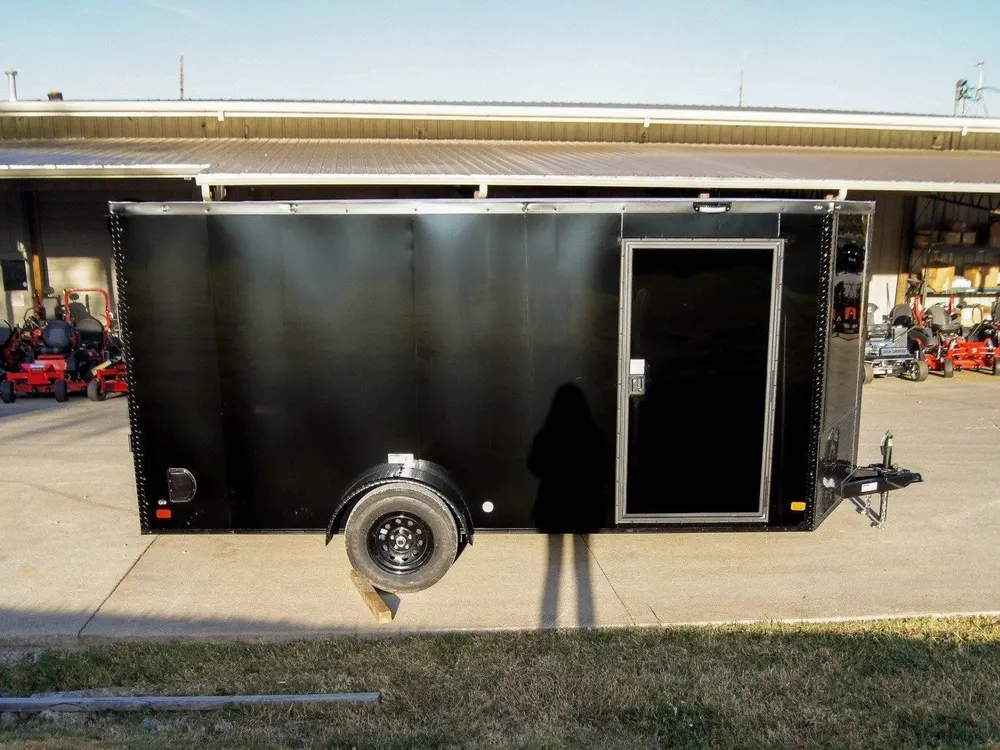7×14 Enclosed Trailer Black V-Nose Blackout Package 3,500lb Axle Storage — view 7