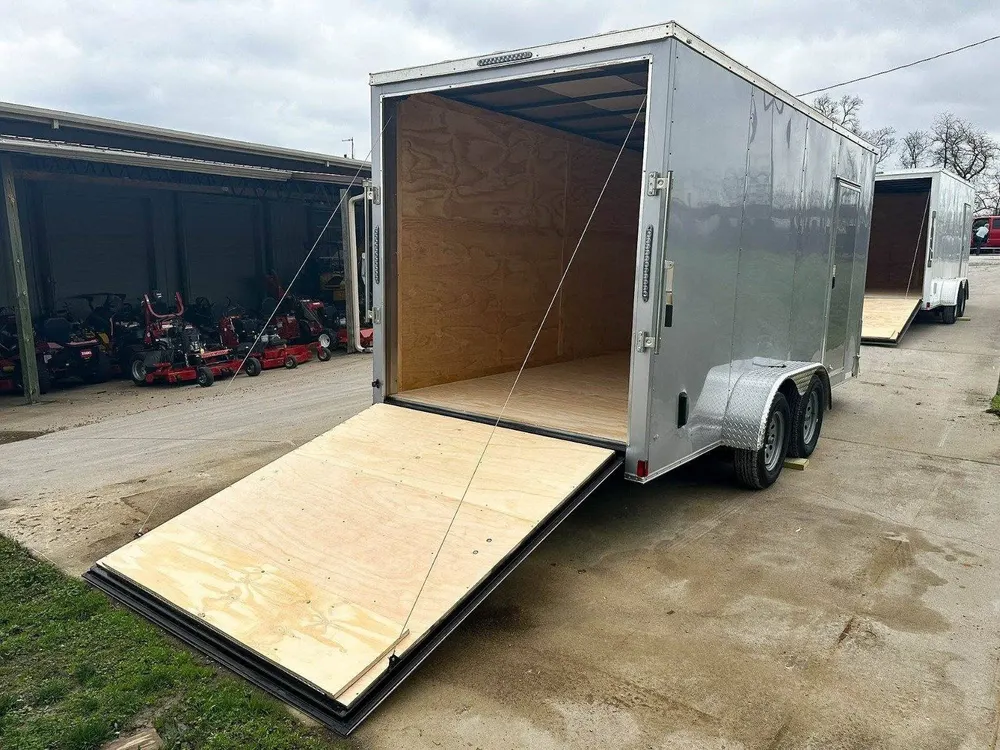 7×16 Silver V-Nose Enclosed Trailer (2) 3,500lb Axles 7ft Interior — view 12