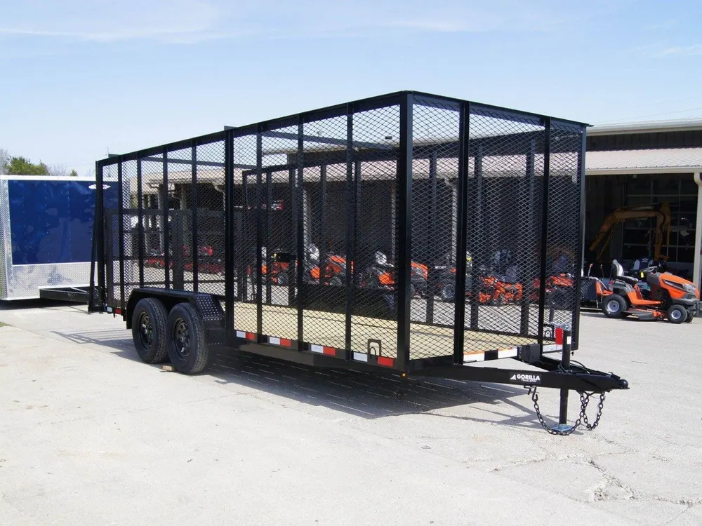 6.4×18 Straight Deck Utility Trailer 6ft Mesh with Barn Door Gate (2) 3500lb Axles — view 9