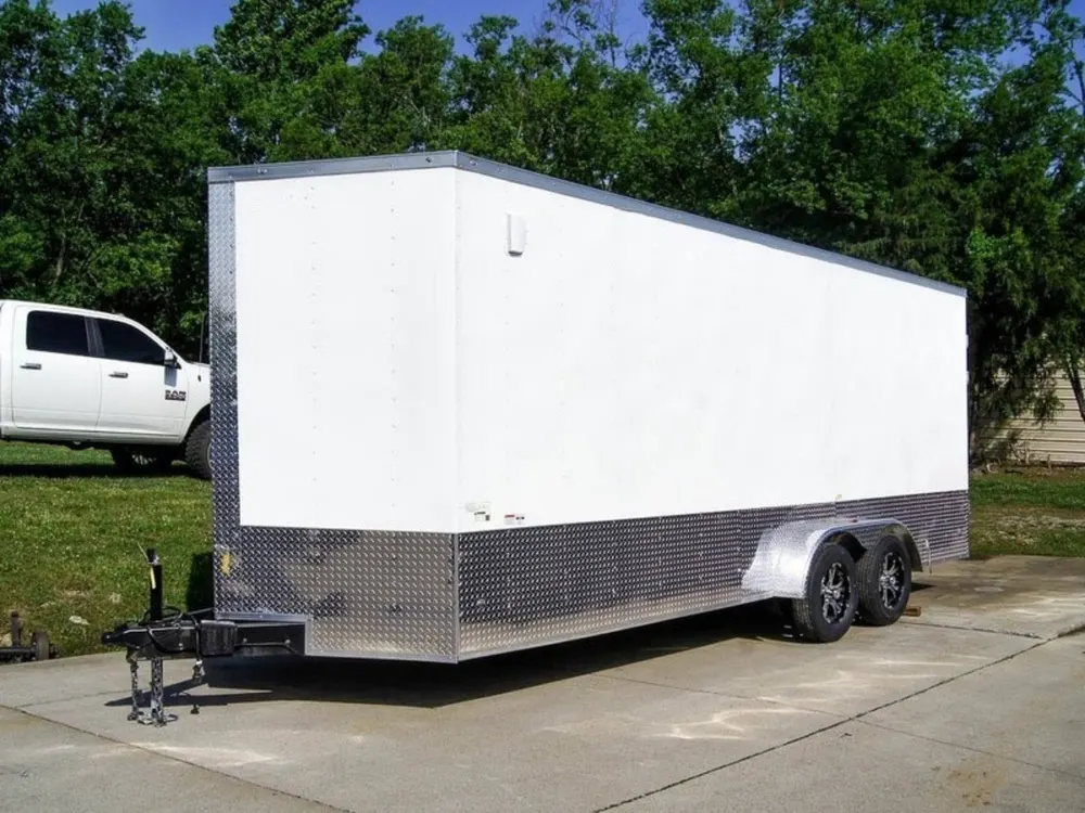 7×20 Enclosed Trailer White – Silver ATP Barn Door (2) 3500lb Axles — view 2