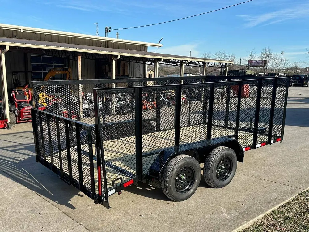 7×14 Powder Coated Dovetail Utility Trailer 4ft Mesh Sides (2) 3,500lb Axles — view 7
