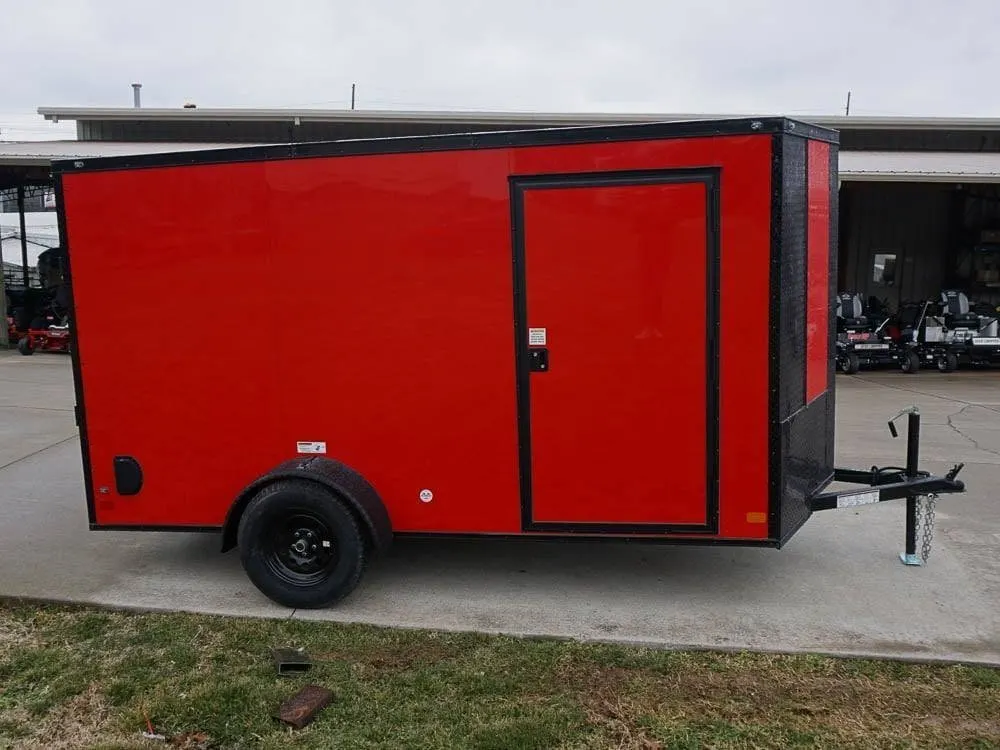 6×12 Enclosed Trailer Red V-Nose Blackout Package 3,500lb Axle Storage — view 6